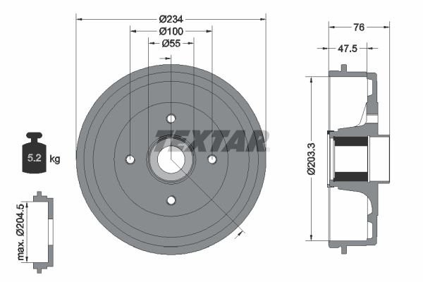 2 X Bremstrommel Textar 94045800 FüR Dacia Sandero Renault-image
