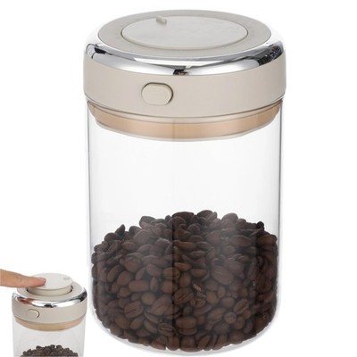 COSYOO Coffee Bean Storage Container with CO2 One-Way Valve, 1100 ml Clear Gl...