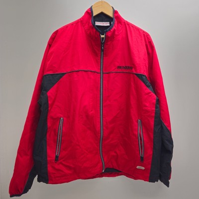 Reebok Primerica Full Zip Jacket Red Black Large Classic Lightweight Outerwear