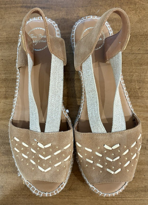 Toni Pons Etna Brown Suede Espadrille Wedge Sandal Sz 41 Studs NWOB Made Spain