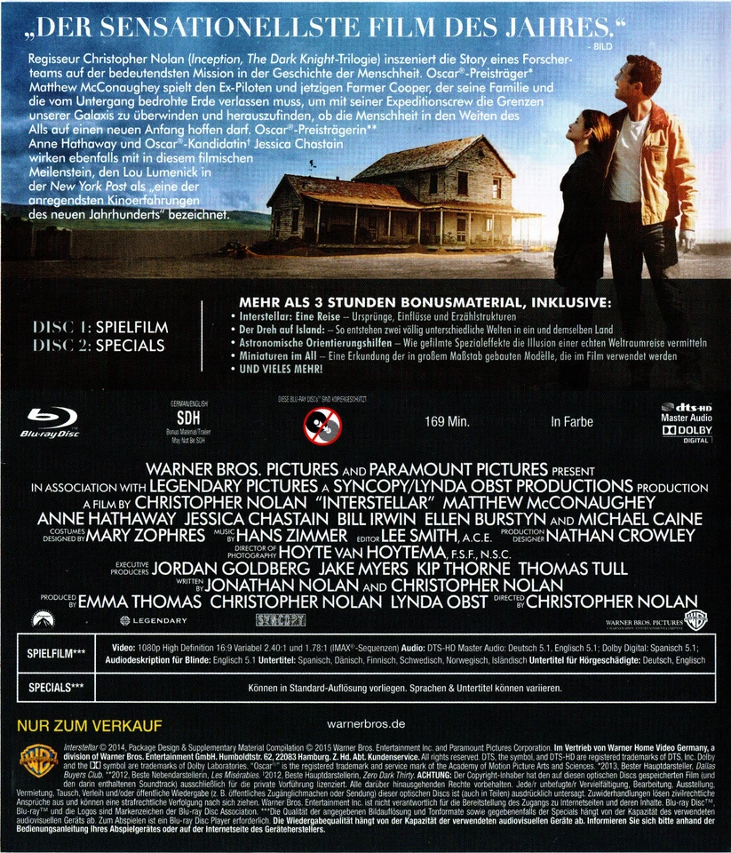 Interstellar (Blu-ray, 2015) Christopher Nolan, Bonus-Disk, Specials - Bild 2 von 4