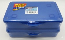 Sterilite Small Pencil Box Plastic Storage Case with Hinged Lid Snap Latch, Bl