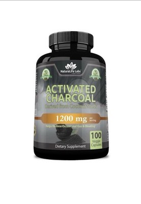 NaturaLife Labs Activated Charcoal 1200mg 100 Vegan Capsules