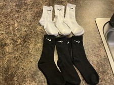 NIKE Dri-Fit Everyday Training 6-Pack Crew Socks Large 8-12 White/Black