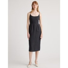 Quince 100% European Linen Scoop Neck Midi Dress Women Size S Black NWOT