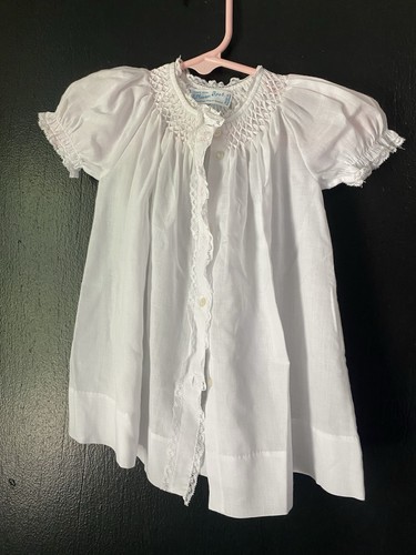Vintage Feltman Bros Hand Smocked White Heirloom Baby Dress