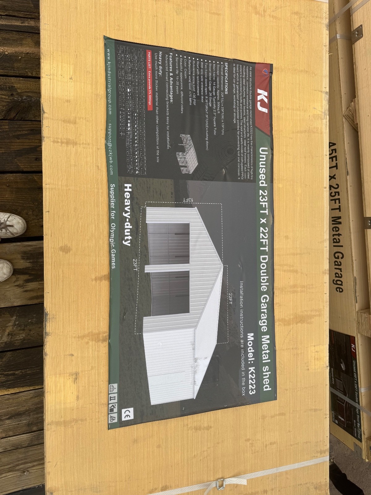 23x22 Double Garage Metal Shed – Heavy-Duty Steel Frame – New in Crate ...