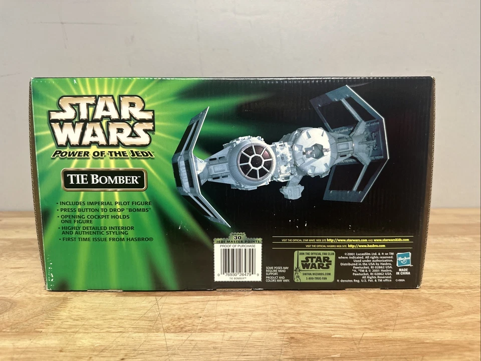 Bombardero TIE Hasbro Star Wars Power of the Jedi 2001 de colección con piloto imperial NUEVO Foto 4 de 4