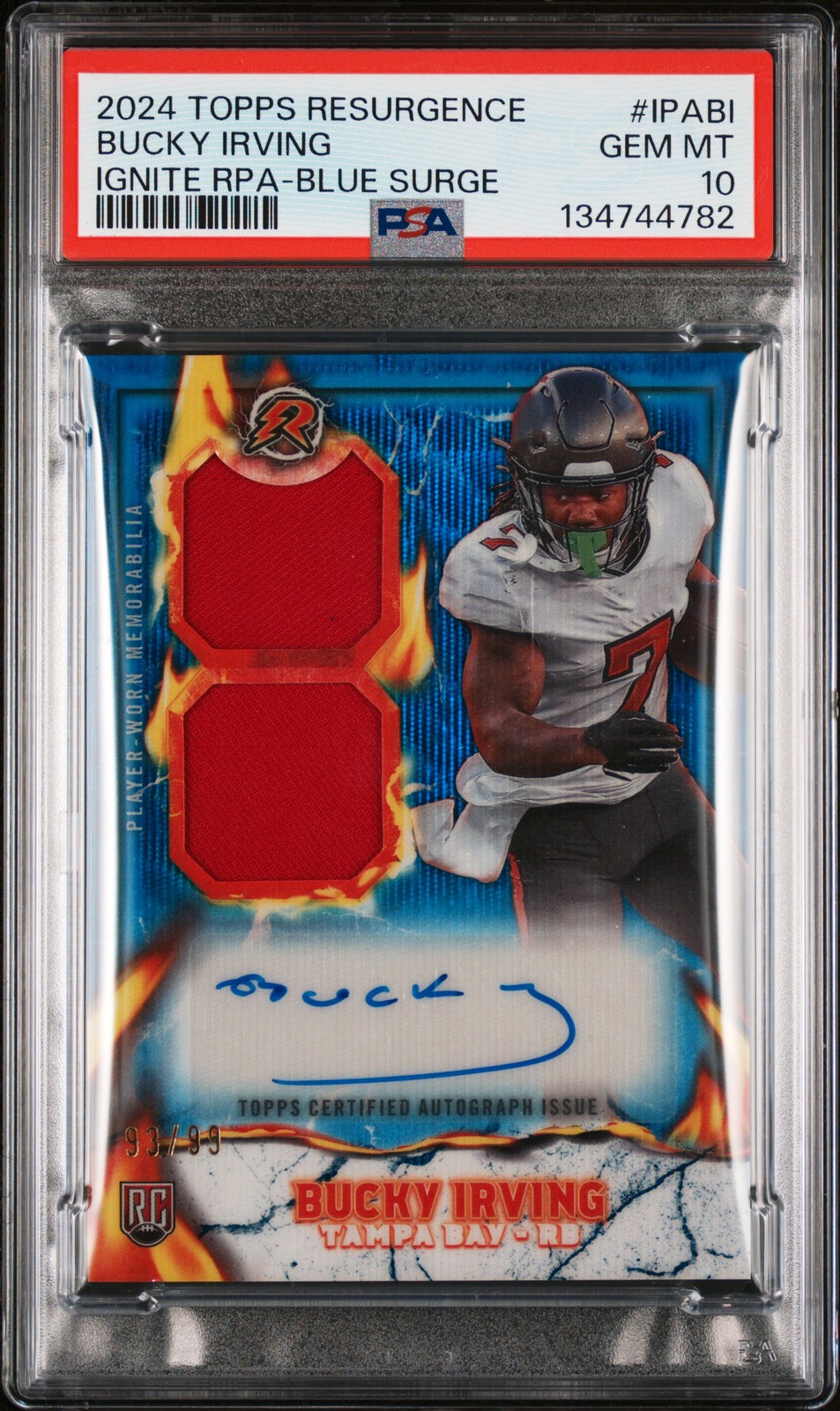 Bucky Irving Topps Resurgence Ignite Rookie Patch Autographs #IPABI Blue Surge