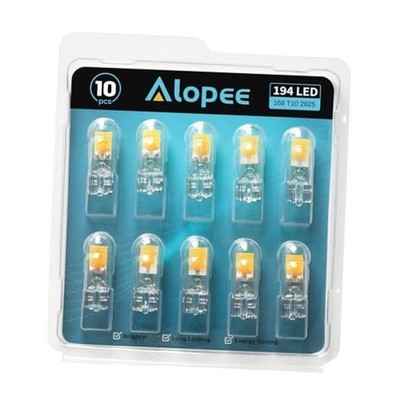  10 Pack 194 Bulb Warm White LED 2700K Replacement for 168 194 2700K-Warm White