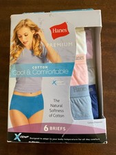 6 Pair Hanes Cotton Cool  Comfortable Briefs Panties Womens Size 9- 2XL NEW