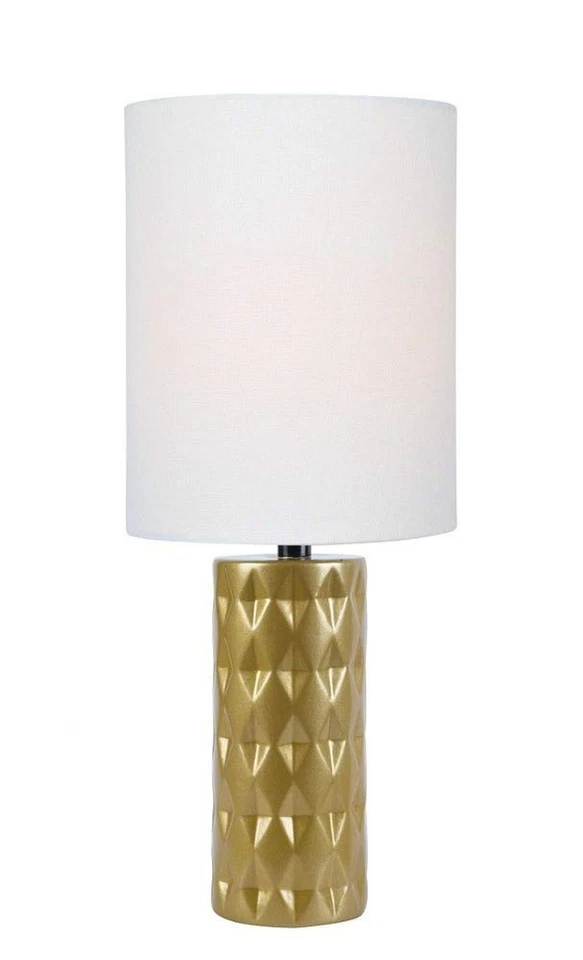 Mini LÁMPARA DE MESA Lite Source, cerámica dorada/pantalla de lino blanco, E27 A 60W LS-232... Foto 2 de 4