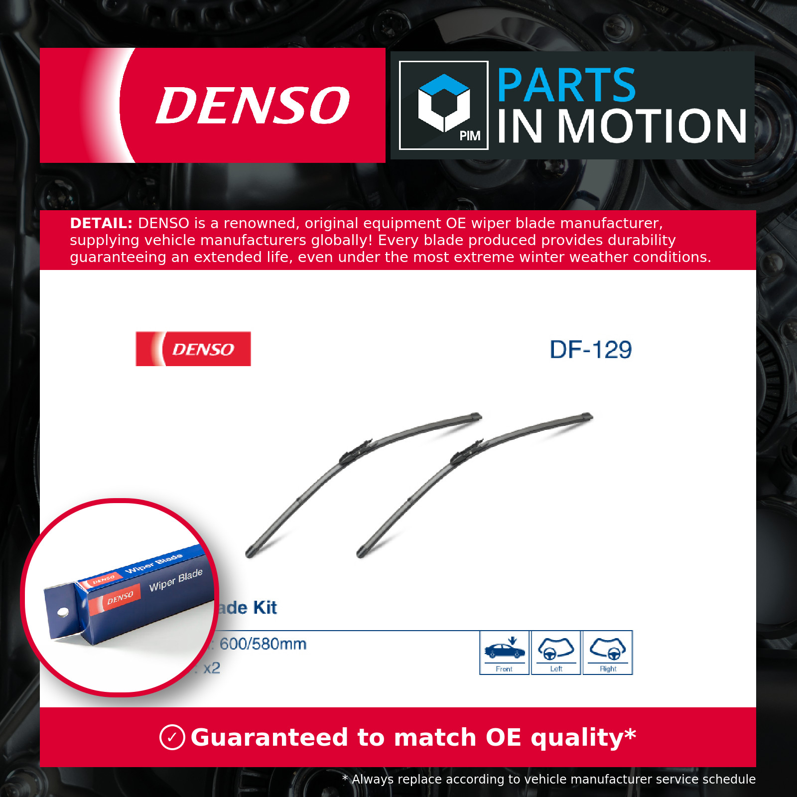 Wiper Blade fits BMW M5 E60, E61 5.0 Front 04 to 10 S85B50A Windscreen Denso New