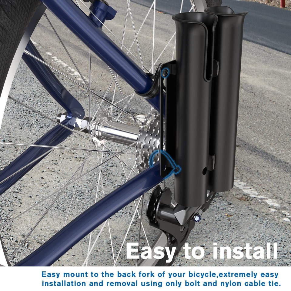 Fishing Rod Holder, Secures Fishing Pole to Bicycle,2 Tubes Rod Holder ...