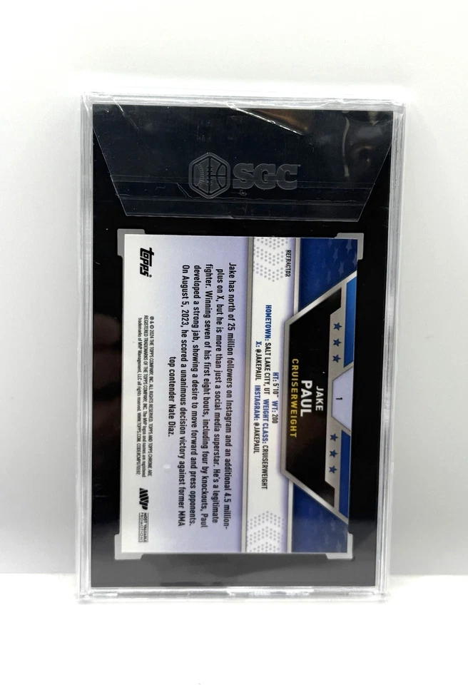 JAKE PAUL 2024 TOPPS CHROME ROOKIE RC REFRACTOR CARD #1 SGC 9.5 BOXING! - Image 2 of 2