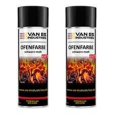 Ofenlack 2x 400 ml Ofenfarbe hitzebest&auml;ndige 650&deg;C Thermolack schwarz matt