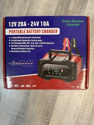 12V 20A / 24V 10A Smart Battery Charger Maintainer Repair Mode AGM LiFePO4