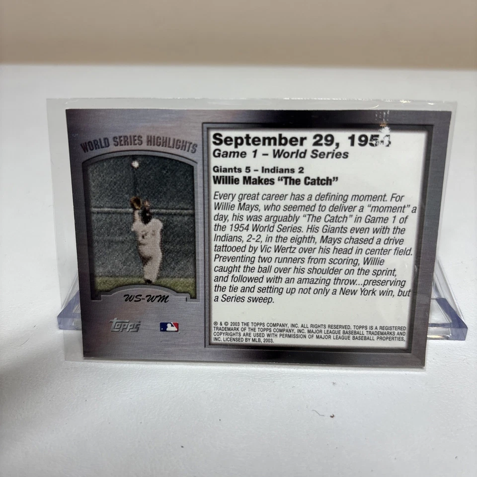 2004 Topps #WS-WM Willie Mays World Series Highlights (Series One) Series 1 - Image 2 of 2