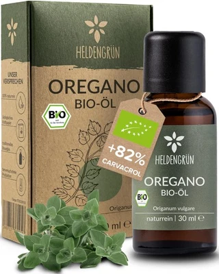 Heldengrün® BIO Oregano Öl [HOCHDOSIERT] mit 82% Carvacrol Zertifiziertes