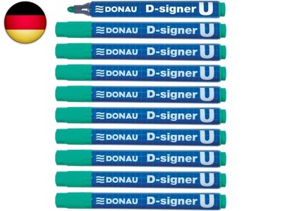 DONAU 7371001-06PL D-Signer U Permanentmarker / 10 Stück/Grün/Rundspitz 2-4mm (