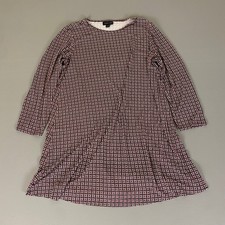 J Jill Wearever Dress Women's Small Purple Black Geometric Print Long Sleeve