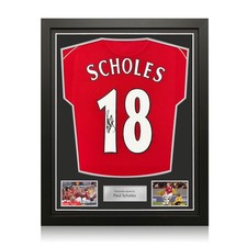 Paul Scholes Signed Original Manchester United 2006-07 Football Shirt. Framed