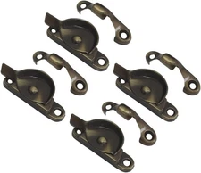 Zinc Die Cast Window Sash Lock, Antique Brass Brushed, Made in Taiwan, 4 Pack