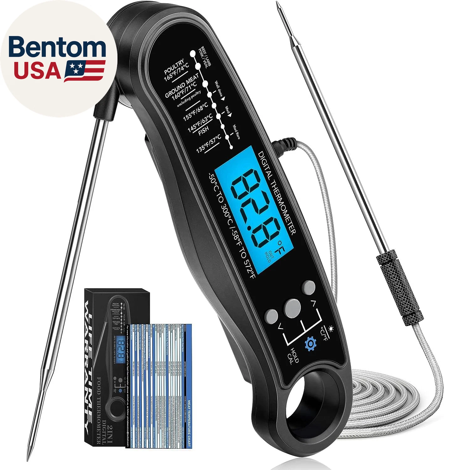 New 2-In-1 Instant Read Meat Thermometer for Cooking, Fast & Precise Digital Foo