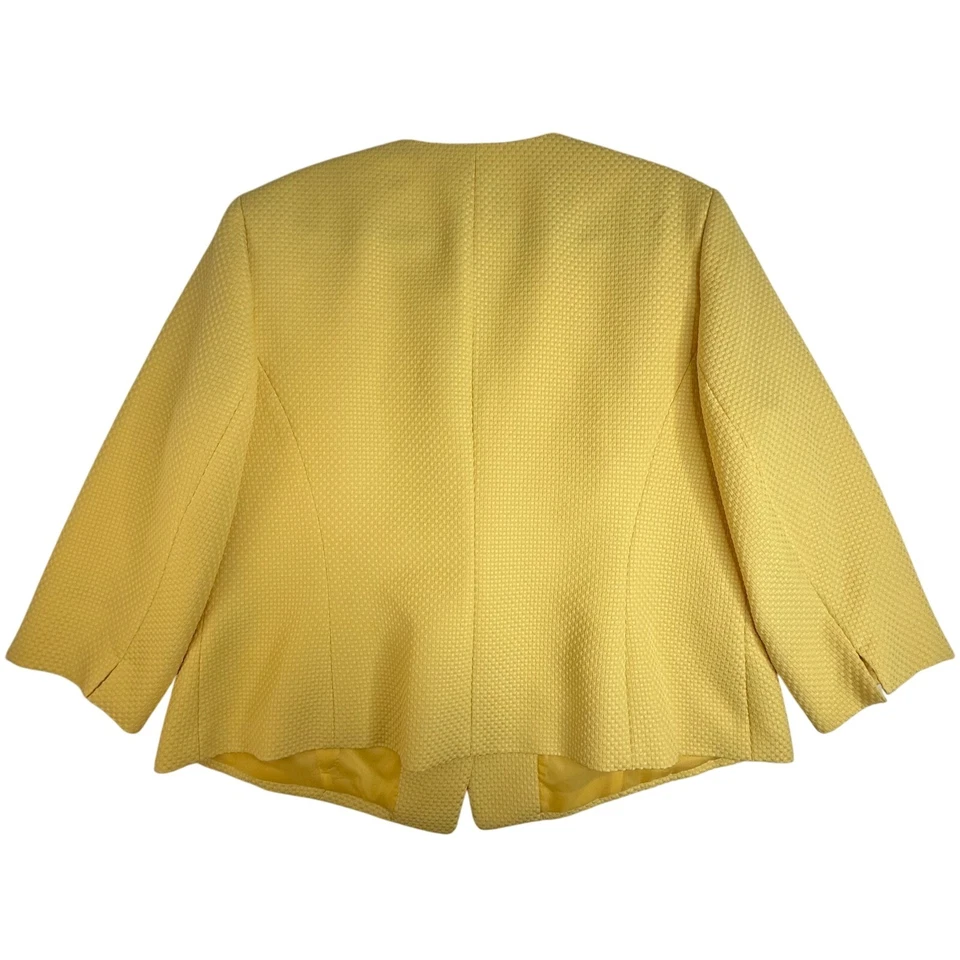 Chaqueta Blazer Kasper Mujer Amarilla Texturizada Bolsillos con Cremallera Un Botón 20W Carrera Foto 3 de 4