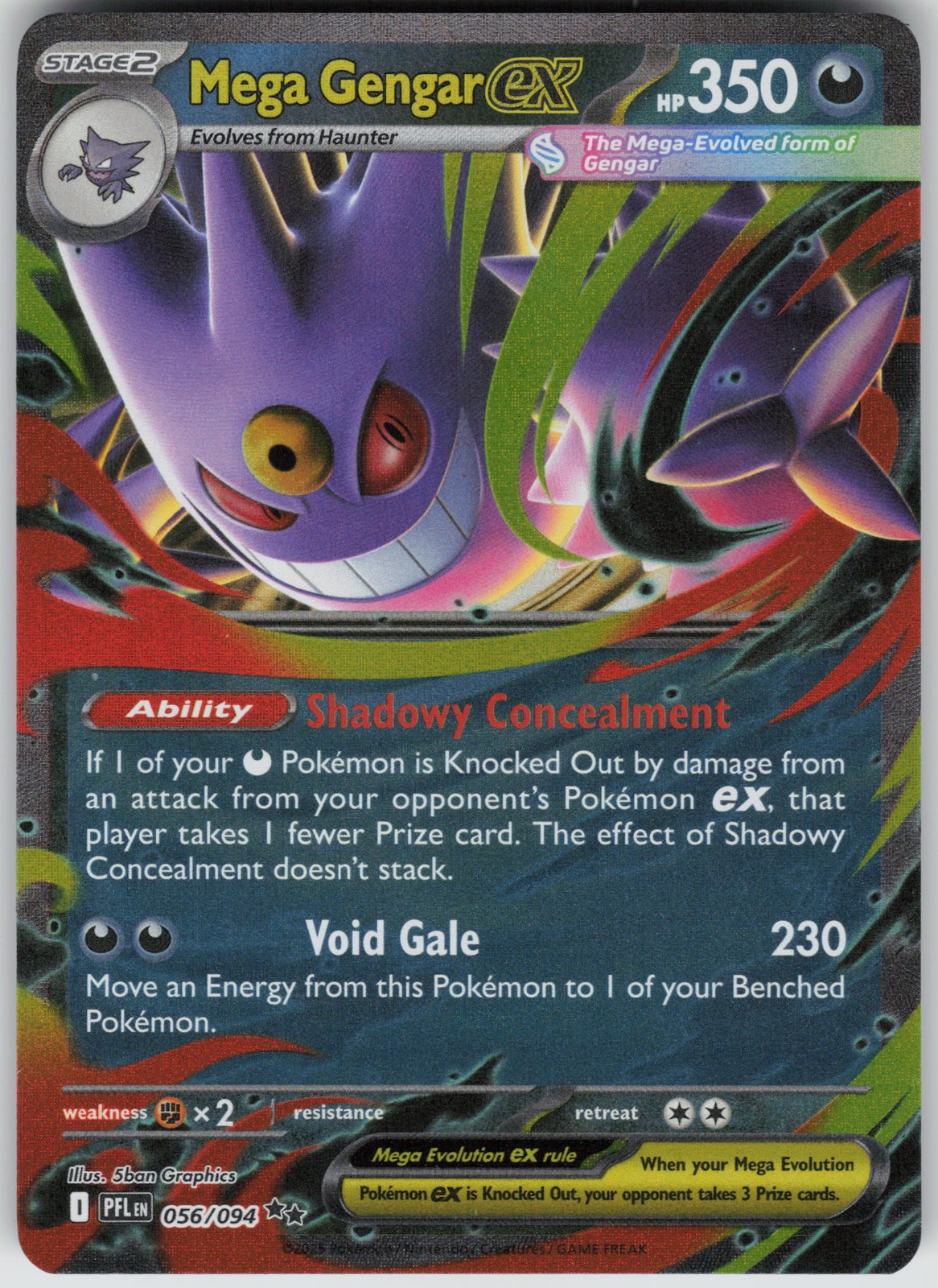 Mega Gengar ex Double Rare Holofoil ME02: Phantasmal Flames 056/094 Pokemon card
