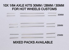 10x 1/64 AXLE KITS FOR HOT WHEELS / MATCHBOX CUSTOMS -MIX + MATCH 25MM/28MM/30MM