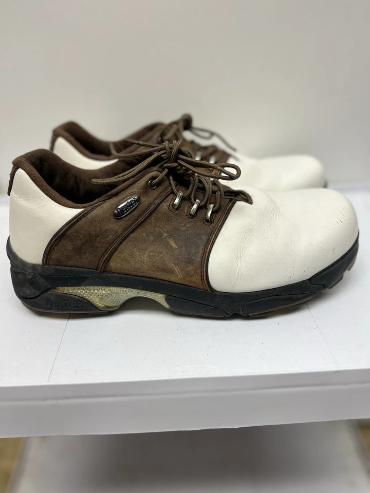Zapatos de golf Dexter para hombre blancos/marrones talla 10,5 ropa deportiva acolchada con cordones Foto 2 de 4