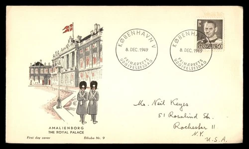 Mayfairstamps Denmark FDC 1949 King Frederik IX Royal Palace and Guards First Da