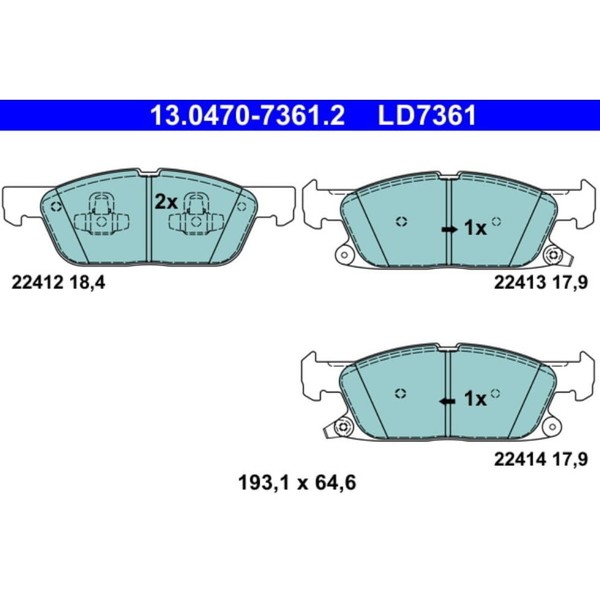ATE 13.0470-7361.2 Bremsbelagsatz, Scheibenbremse Bremsbelag Bremsen-image