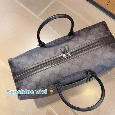 COACH ダークグレー ビジネスバッグ NWT Coach Trekker Bag 52 In Signature Canvas Gunmetal/Charcoal