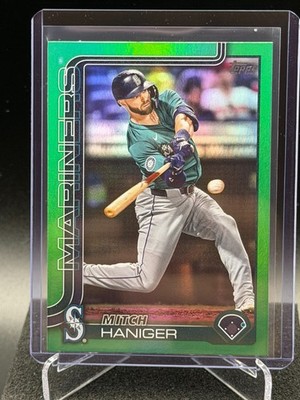 Mitch Haniger 2025 Topps Green Rainbow Foilboard #25/99 - Seattle Mariners