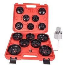 15Pcs Cup Type Oil Filter Cap Wrench Socket Removal Tool Set W/case 3/8" Drive