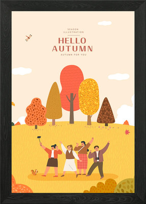 Herbst Selfie mit Freunden Gerahmtes Wandbild Poster Leinwanddruck Bild