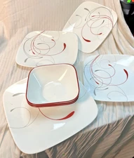 VINTAGE CORELLE DISH SET SPLENDOR 7 PIECES SQUARE  DISHES & BOWLS