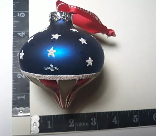 Waterford 4th Of July Ornament Glass Patriotic Stars Stripes Ribbon - Picture 10 of 10