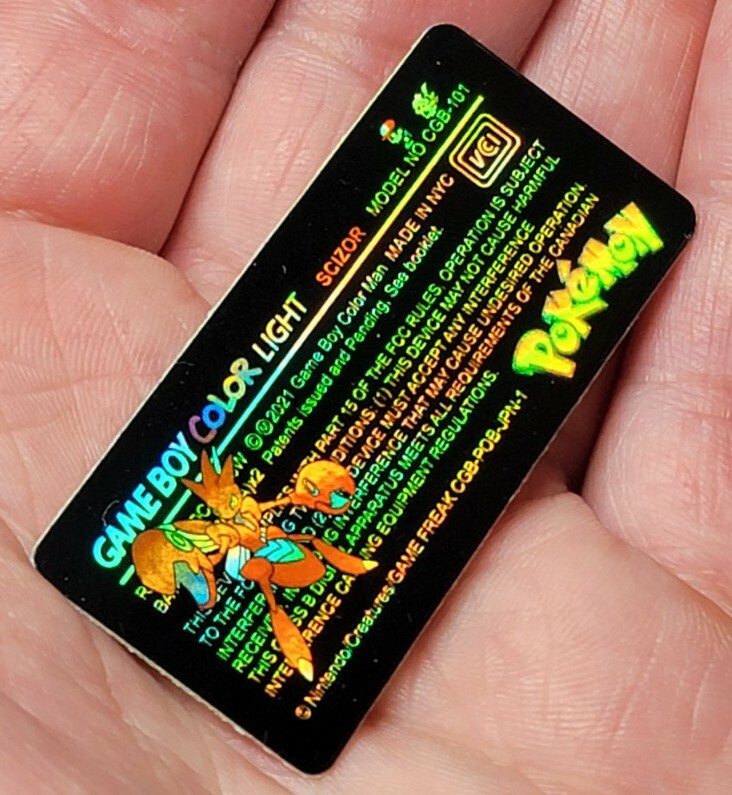 1 Nintendo GAME BOY COLOR LIGHT CGB-101 HOLO SCIZOR LABEL