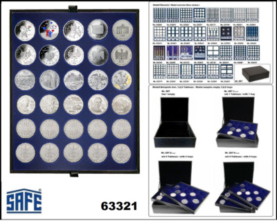 SAFE-63321-Nova-deluxe-Münztableaus-LEFA-30x-runde-Fächer-32,5mm-Für-10-20-Euro