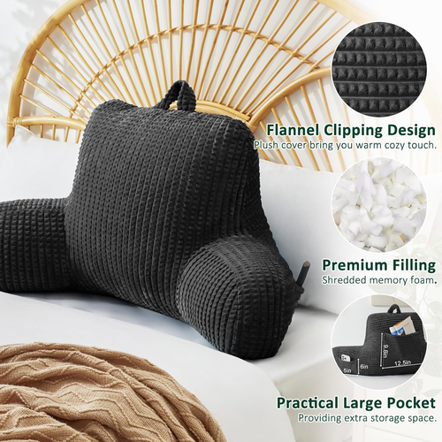 Reading Pillow for Bed, Memory Foam Back Pillow for Bed Sitting Up, Bed Rest Pil - Picture 5 of 7