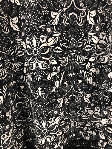 Woman Within 1X Black White Abstract Top Crochet Trim Office Career Whimsigoth - Picture 4 of 9