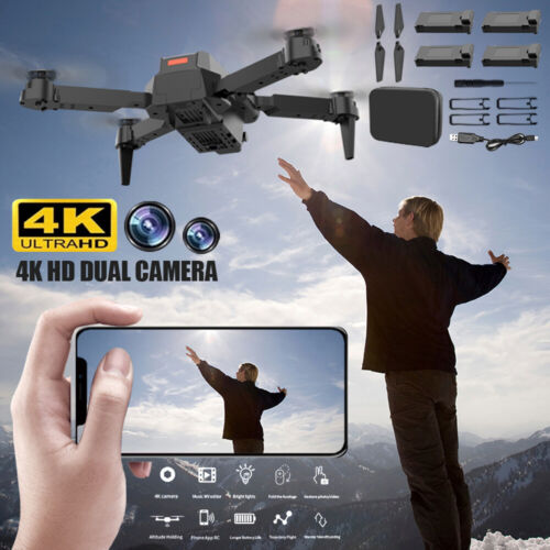 2025 New RC Drone With 4K HD Dual Camera FPV WIFI Foldable Quadcopter +Batteries