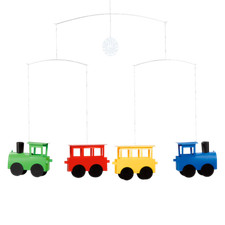 Lokomobile Flensted Modern Danish Nursery Decor Hanging Train Baby Mobile