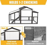 PetsCosset Chicken Coop Outdoor Wooden Backyard 2-Story Hen House Chicken Run 6