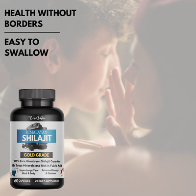 Reines Shilajit 10000mg Asphaltum natürlich vorkommende Fulvosäure 60 Kapseln