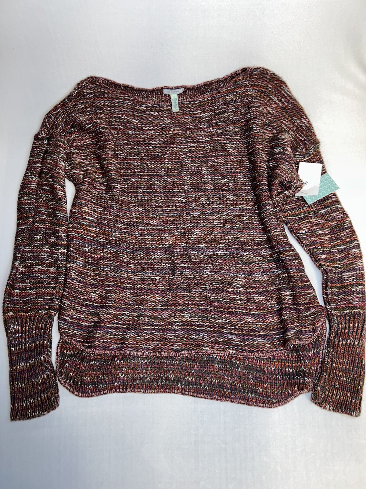 Susina Women's Size Large Multicolored Knit Sweater - Cozy Autumn Colors