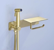 Brushed Gold Handheld Bidet Sprayer Toilet Muslim Shower Toilet Combine Valve